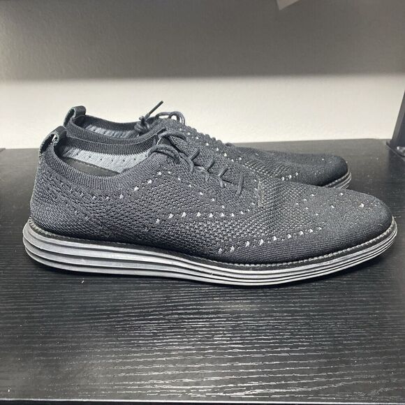 Cole Haan Original Knit Wingtip Shoes Black Mens Size 11 C28443 SP - Picture 1 of 9